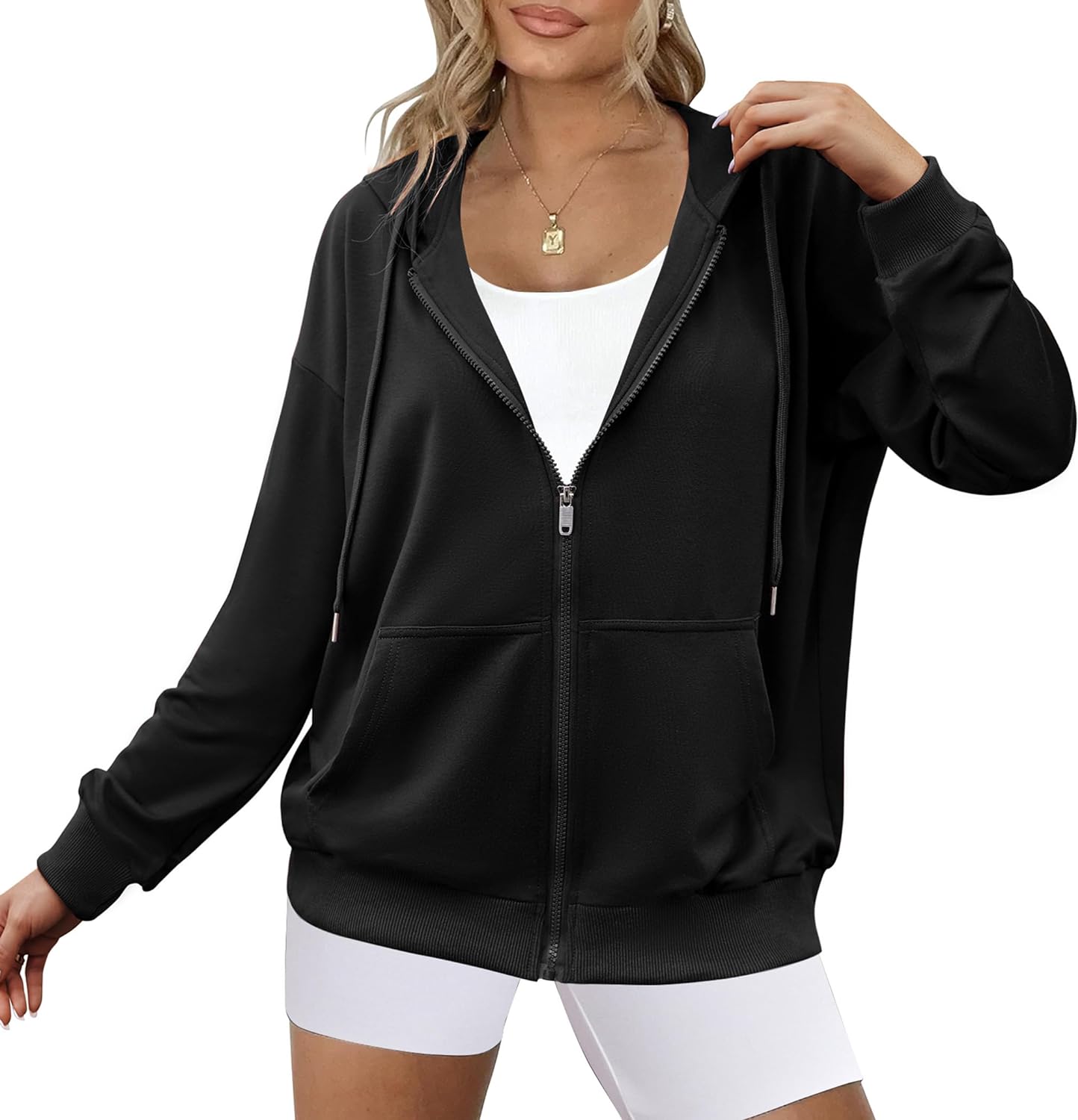 Dames Lichtgewicht Zip Hoodie: Stijlvol & Ruim