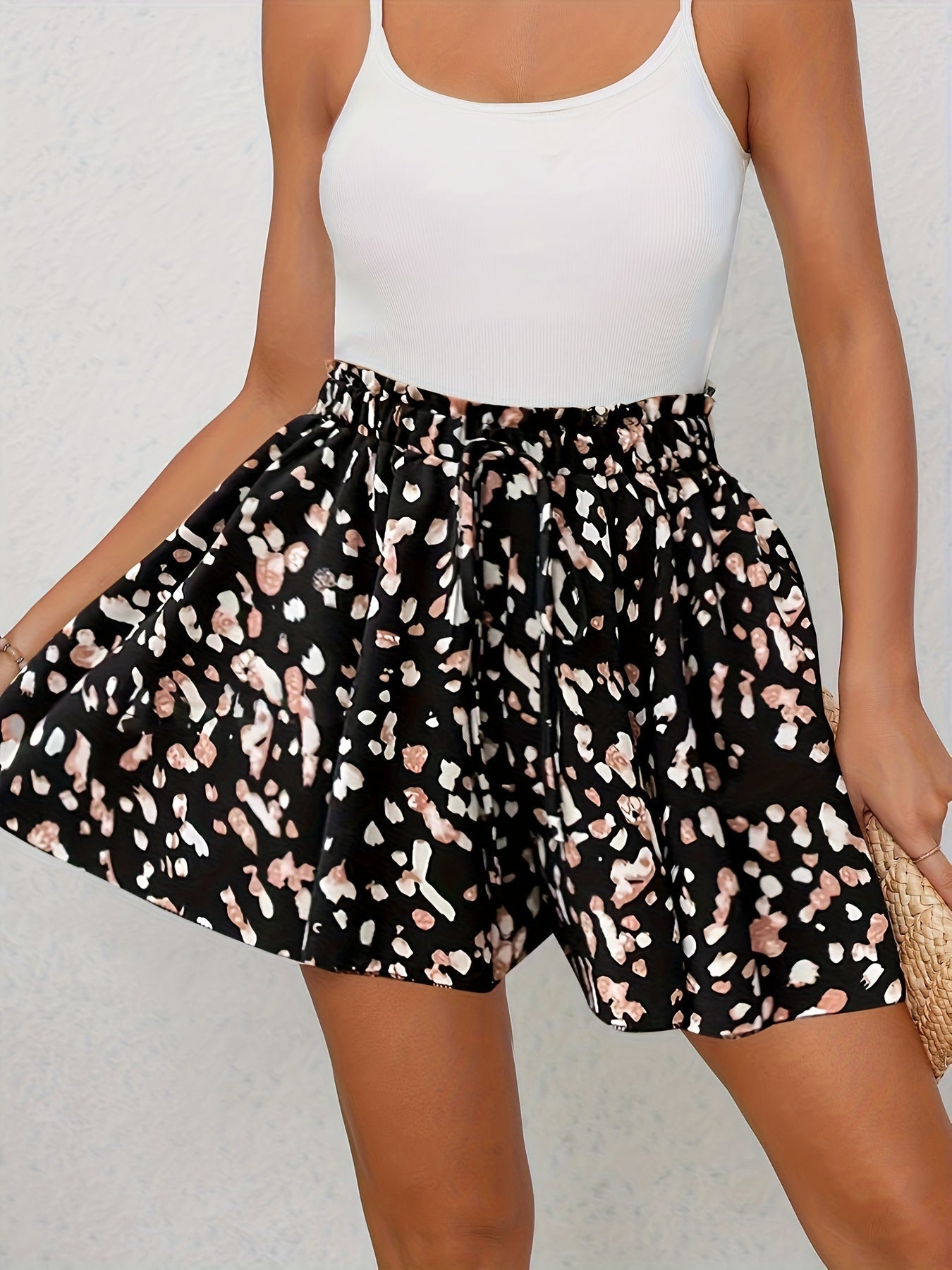 Blauwe High-Waist Print Shorts - Sophie