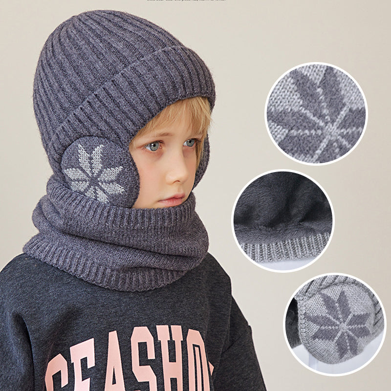 CozyKidz: Luxe Fleece Gevoerde Wintersjaal & Gebreide Muts Set voor Kinderen