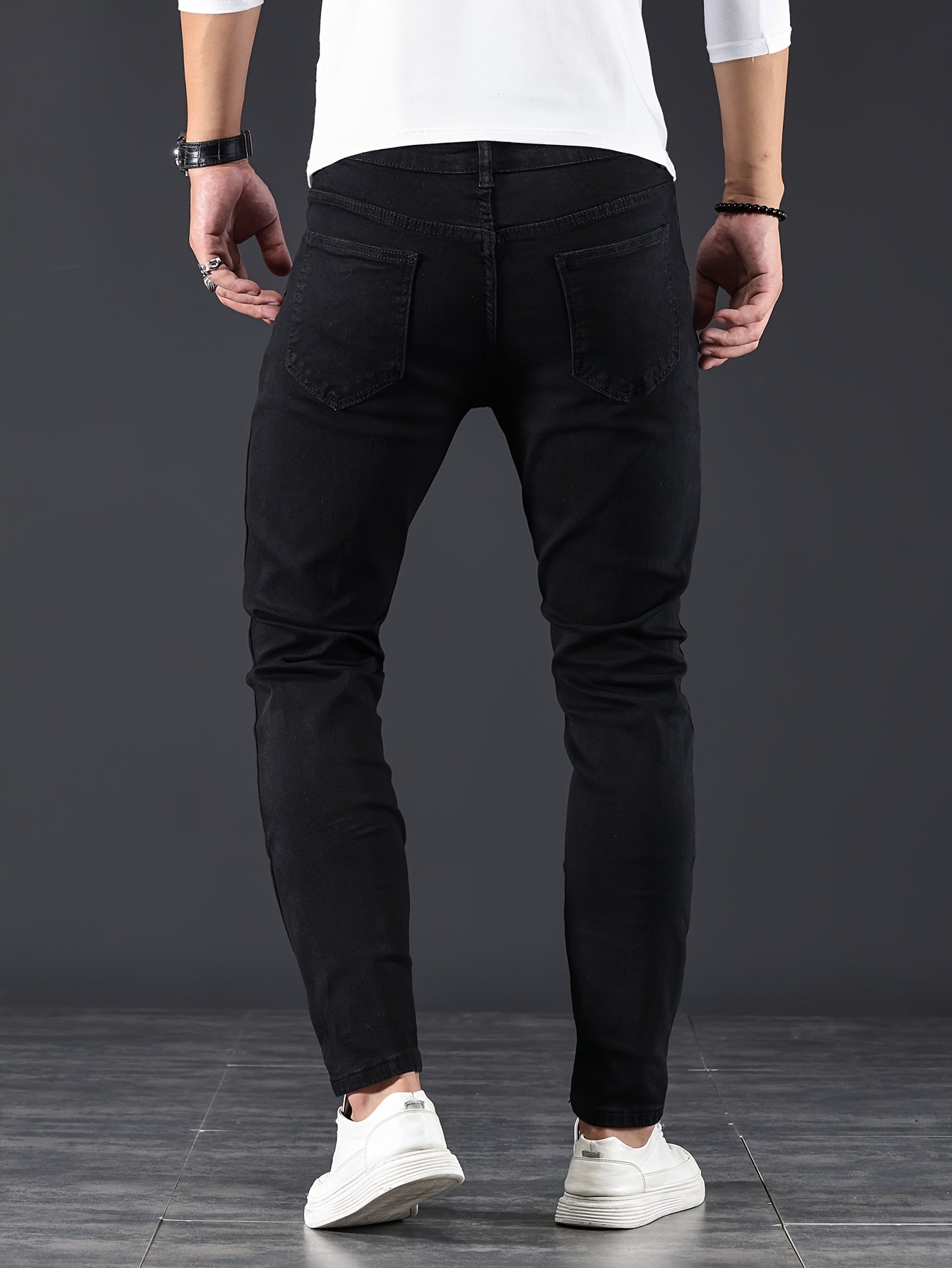 Slim Fit Gescheurde Jeans Blauw - Leo