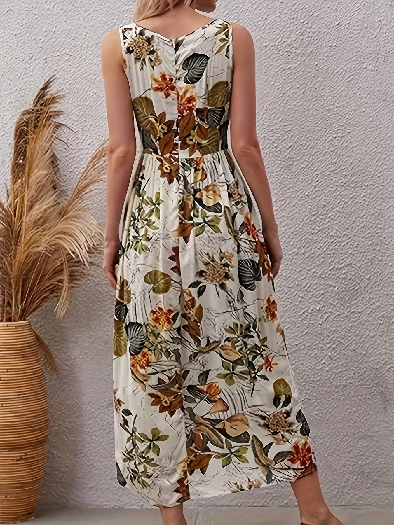 Abrikozen Bloemen Midi Jurk - Ella