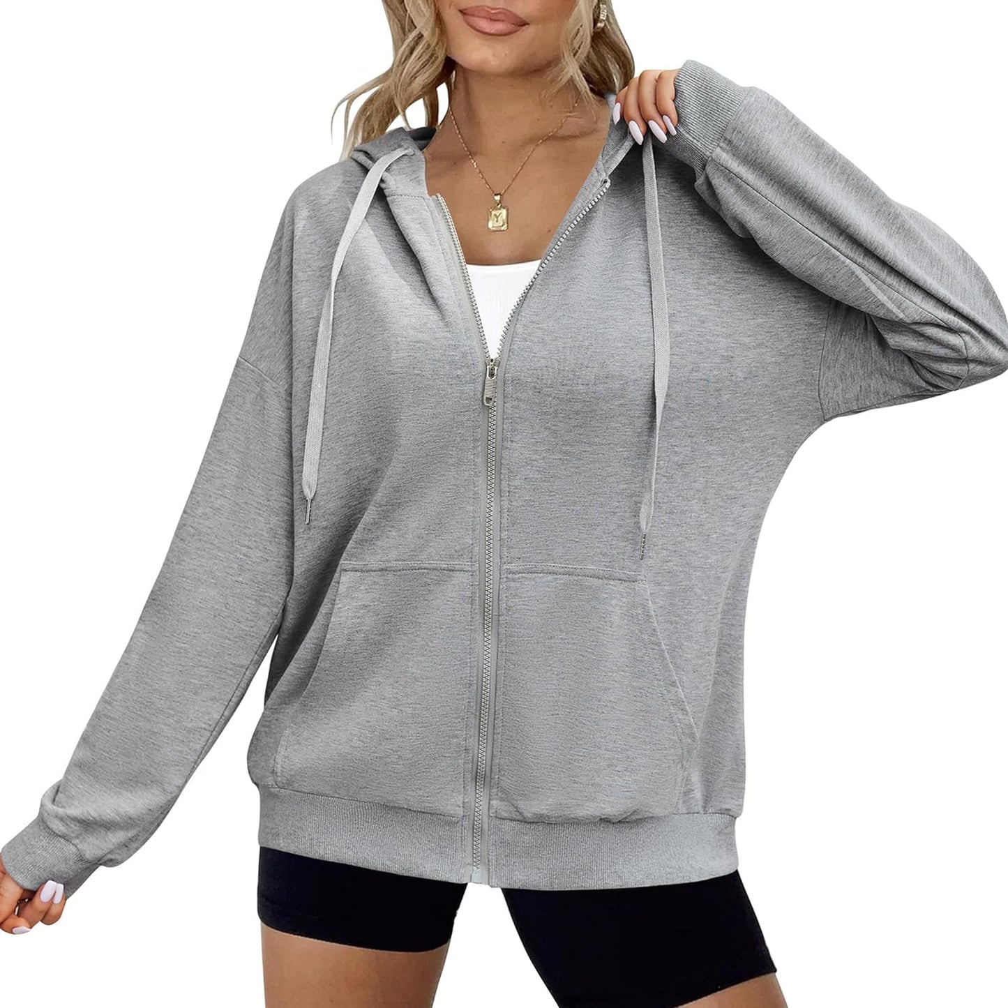 Dames Lichtgewicht Zip Hoodie: Stijlvol & Ruim