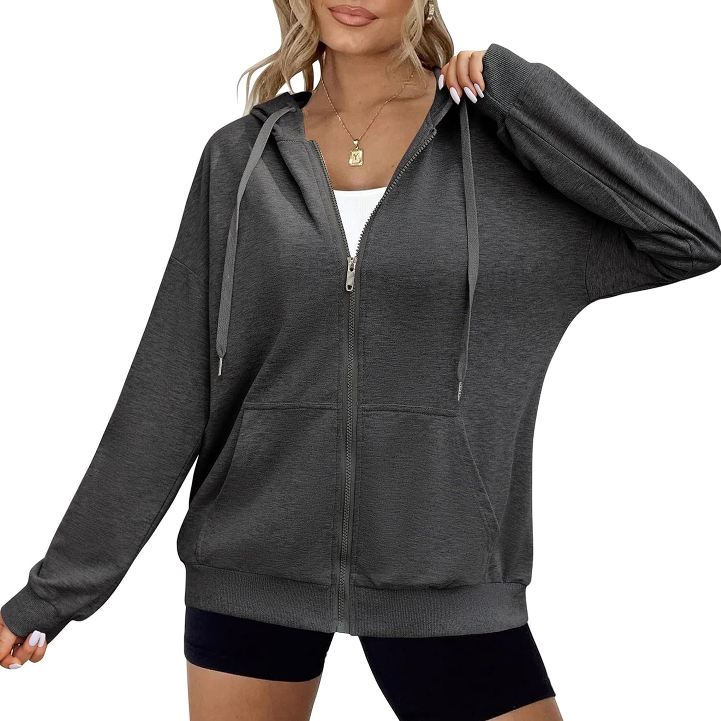 Dames Lichtgewicht Zip Hoodie: Stijlvol & Ruim