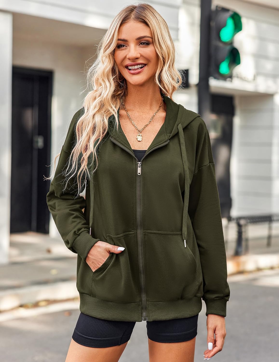 Dames Lichtgewicht Zip Hoodie: Stijlvol & Ruim