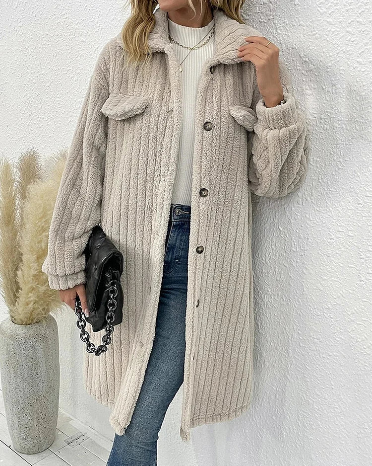 Gezellige Katoenmix Casual Jas - Dik Fleece met Klassieke Shearling Revers