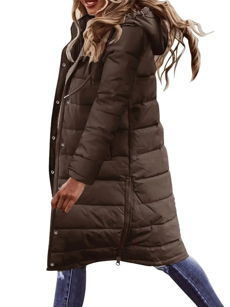 Gezellige Chic: Dames Hooded Puffy Jas - Elegante Warmte voor de Winter