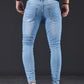 Slim Fit Gescheurde Jeans Blauw - Leo