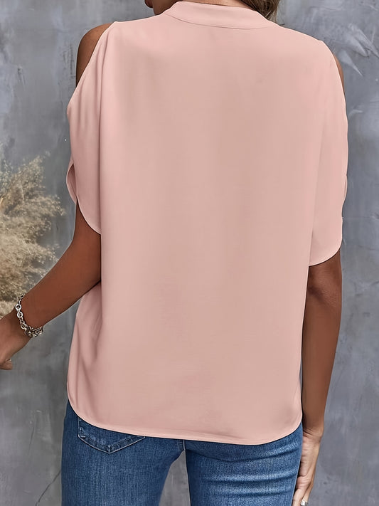 Roze Elegante Splitmouw Blouse - Mila