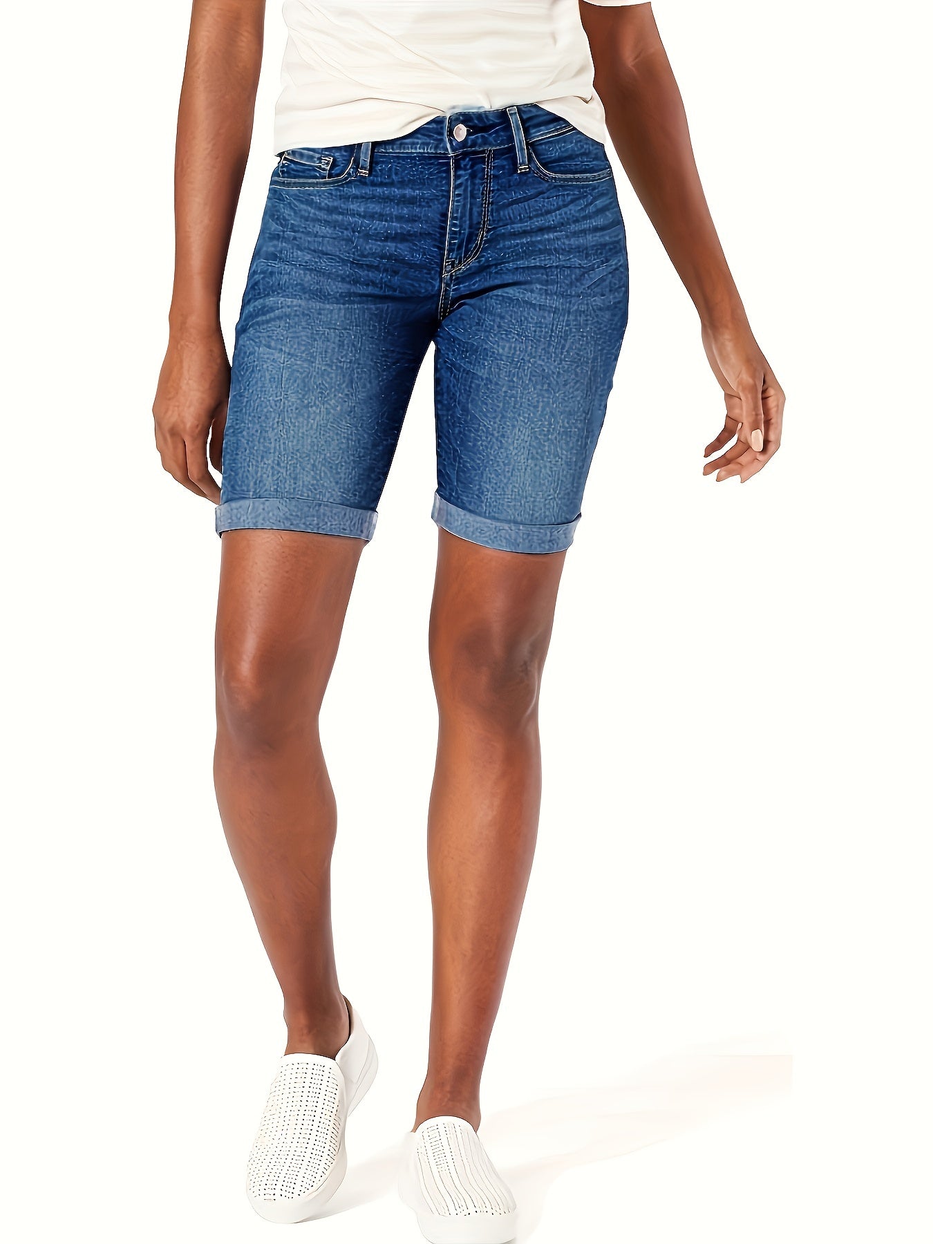 Blauwe Slim Fit Denim Shorts - Eva