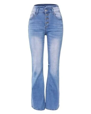 Zoey - Lichtblauwe Denim Broek met Hoge Taille voor een Verleidelijke Look