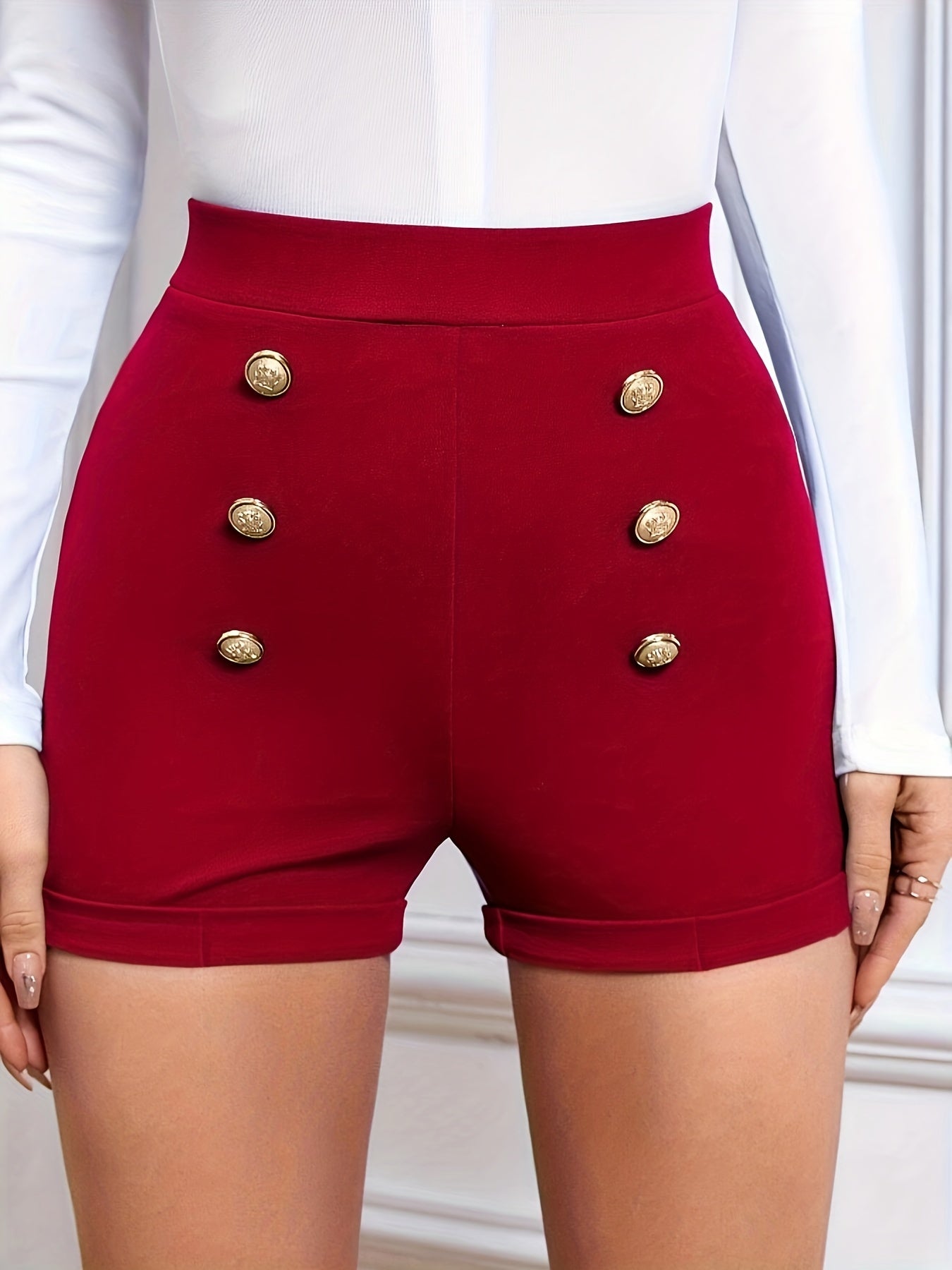 Zwarte Knoopdecor Shorts - Nora