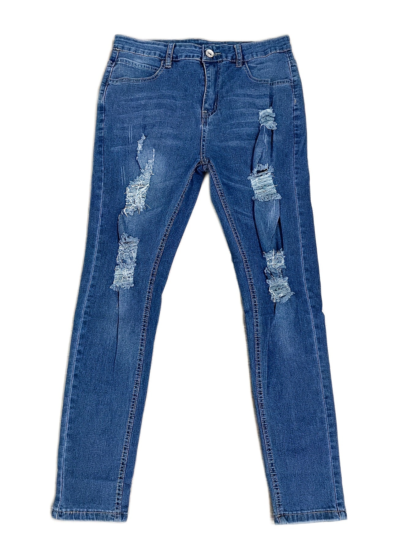 Slim Fit Gescheurde Jeans Lichtblauw - Alex