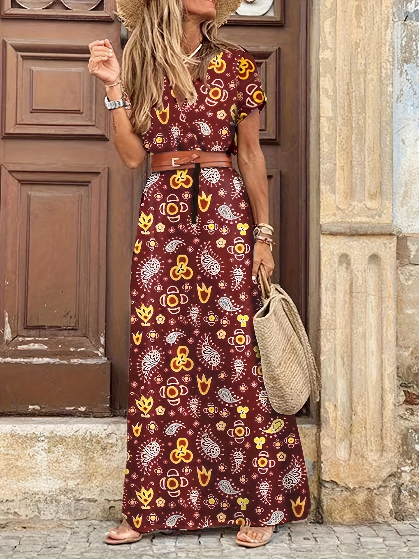 Donkerbruine Boho Maxi Jurk - Lotte