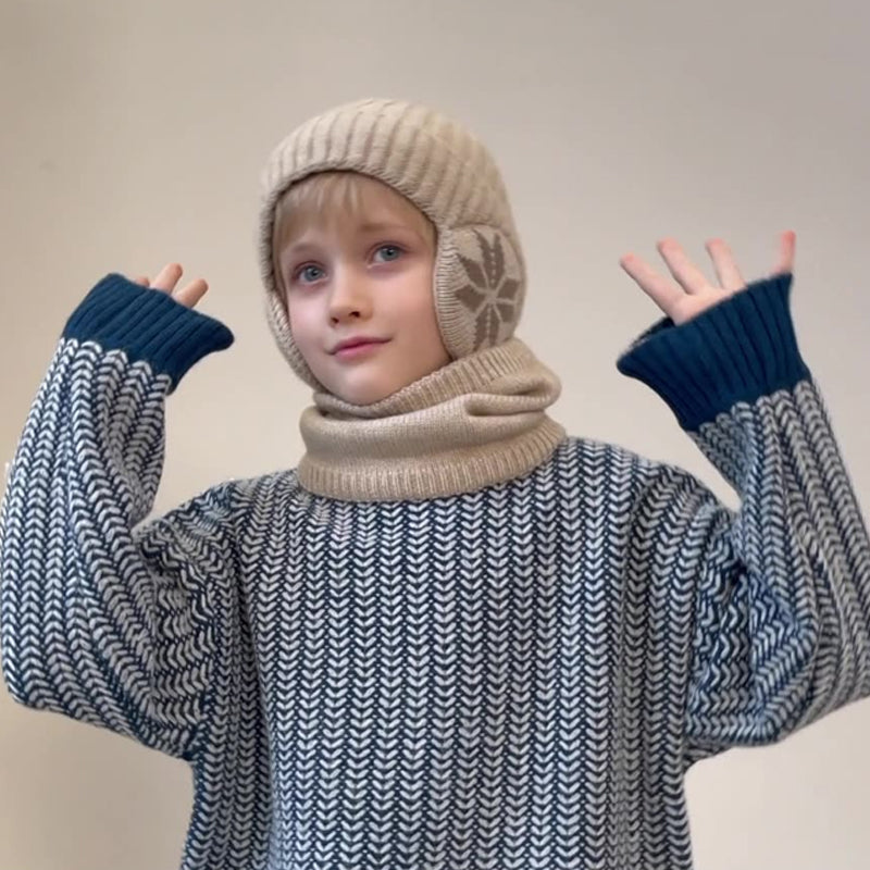 CozyKidz: Luxe Fleece Gevoerde Wintersjaal & Gebreide Muts Set voor Kinderen