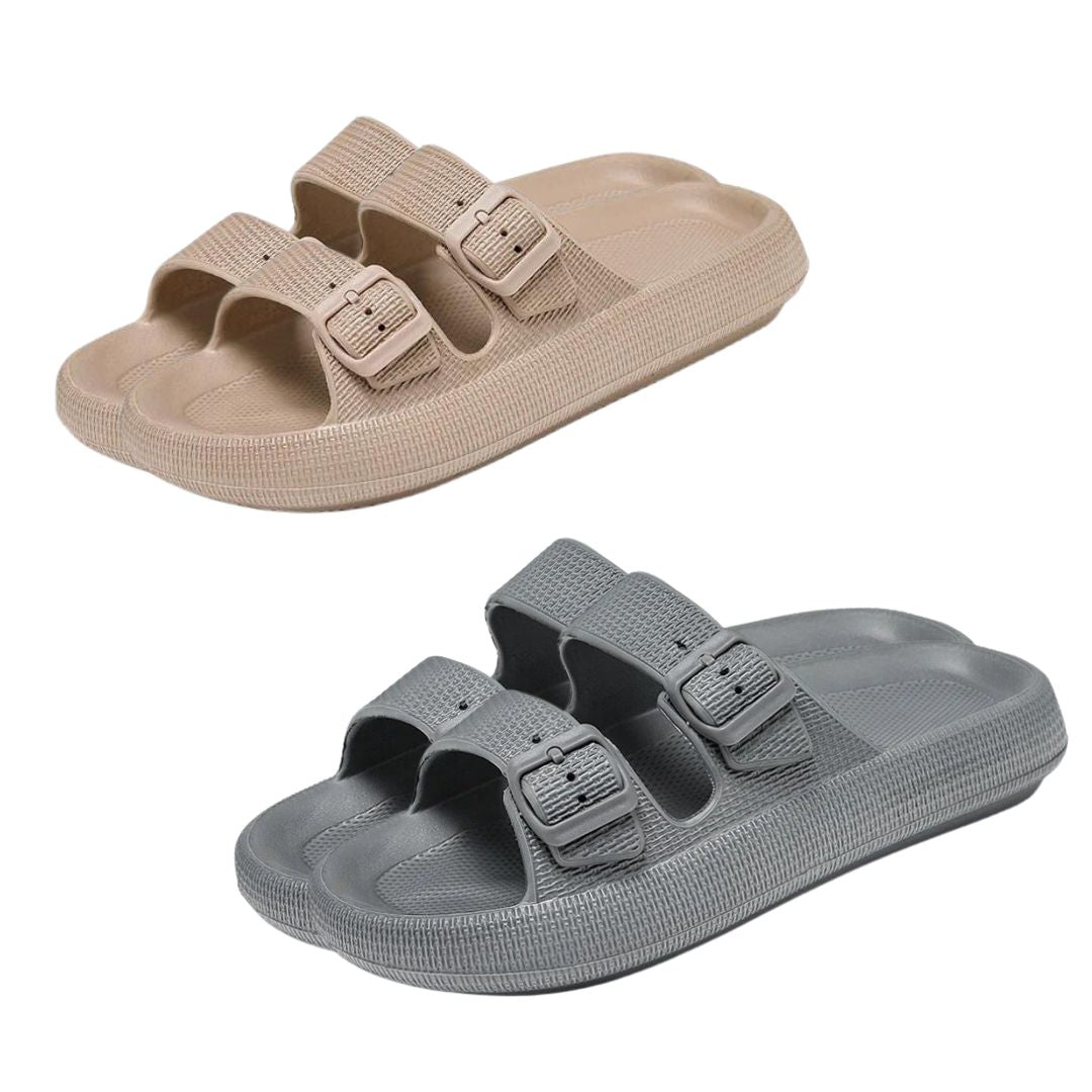 Lara - Duo Pakket Anatomische Sandalen met Verstelbare Bandjes in Zwart en Khaki