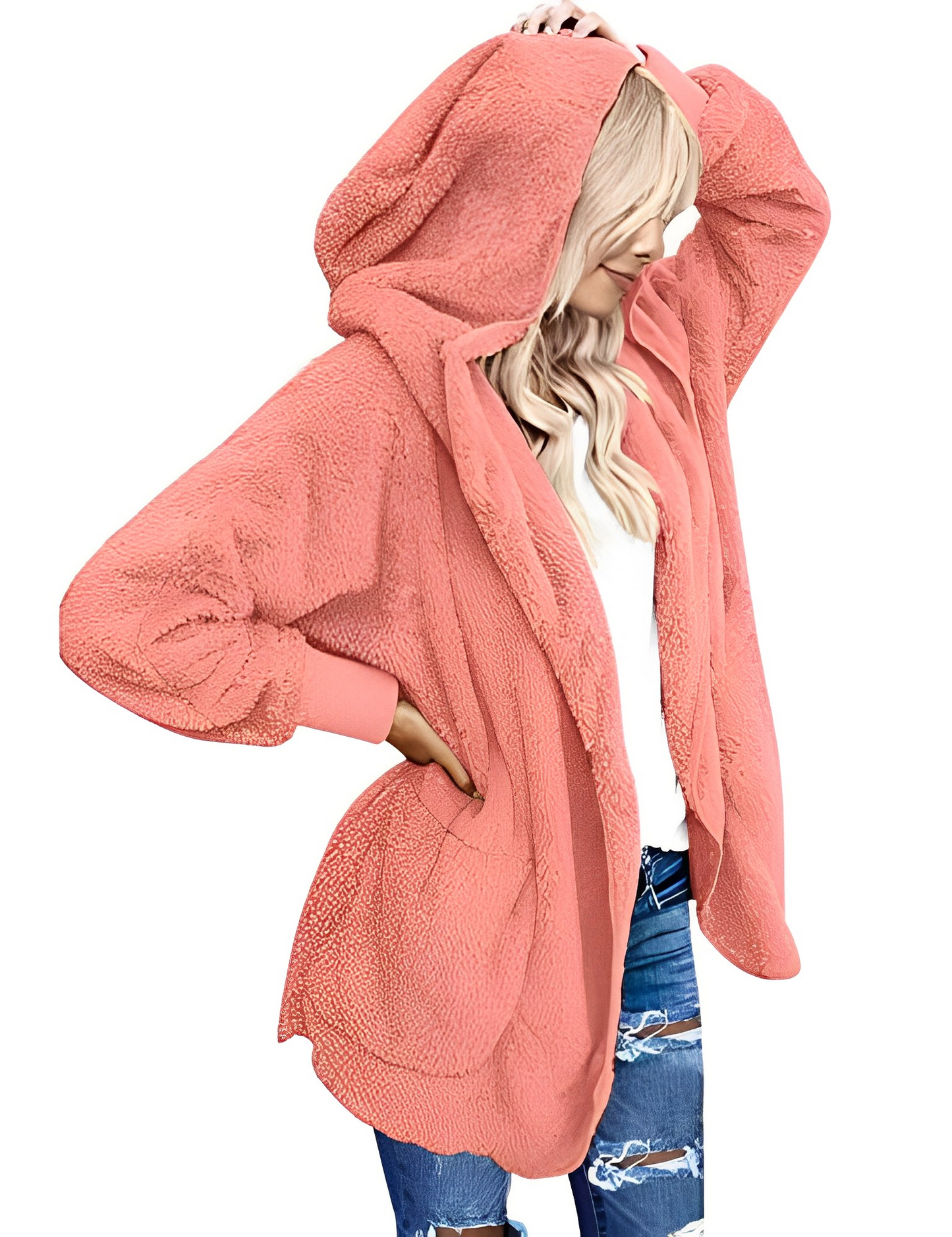 CozyChic Capuchon-Cardigan: Luxueuze, Wijde Damesjas met Zakken