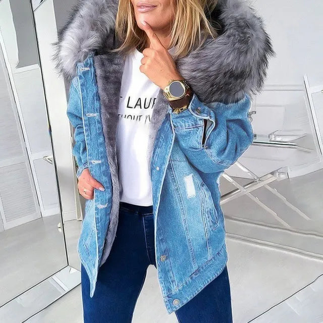 Gezellige Hooded Denim Jack - Warm & Stijlvol!