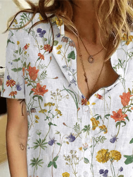 Witte Bloemen Blouse - Lotte