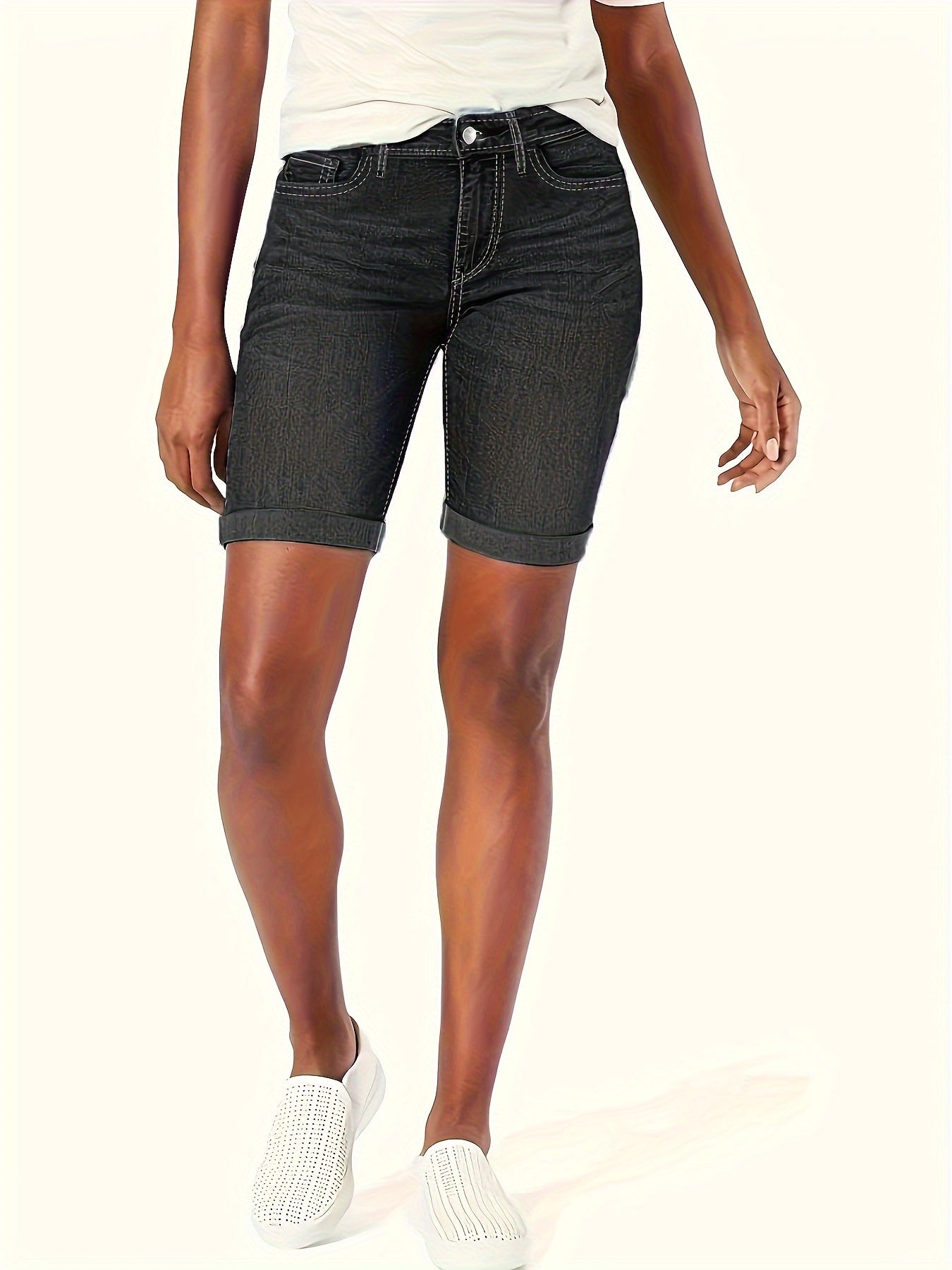 Blauwe Slim Fit Denim Shorts - Eva