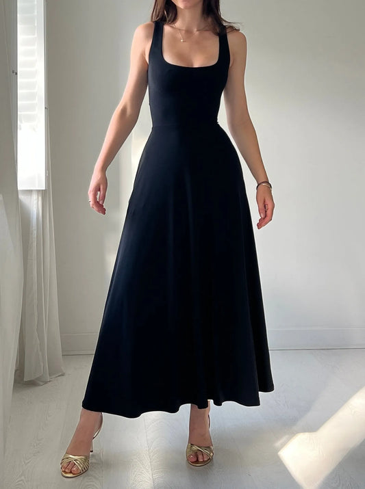 Isabel - Zwarte Elegante Midi-Jurk