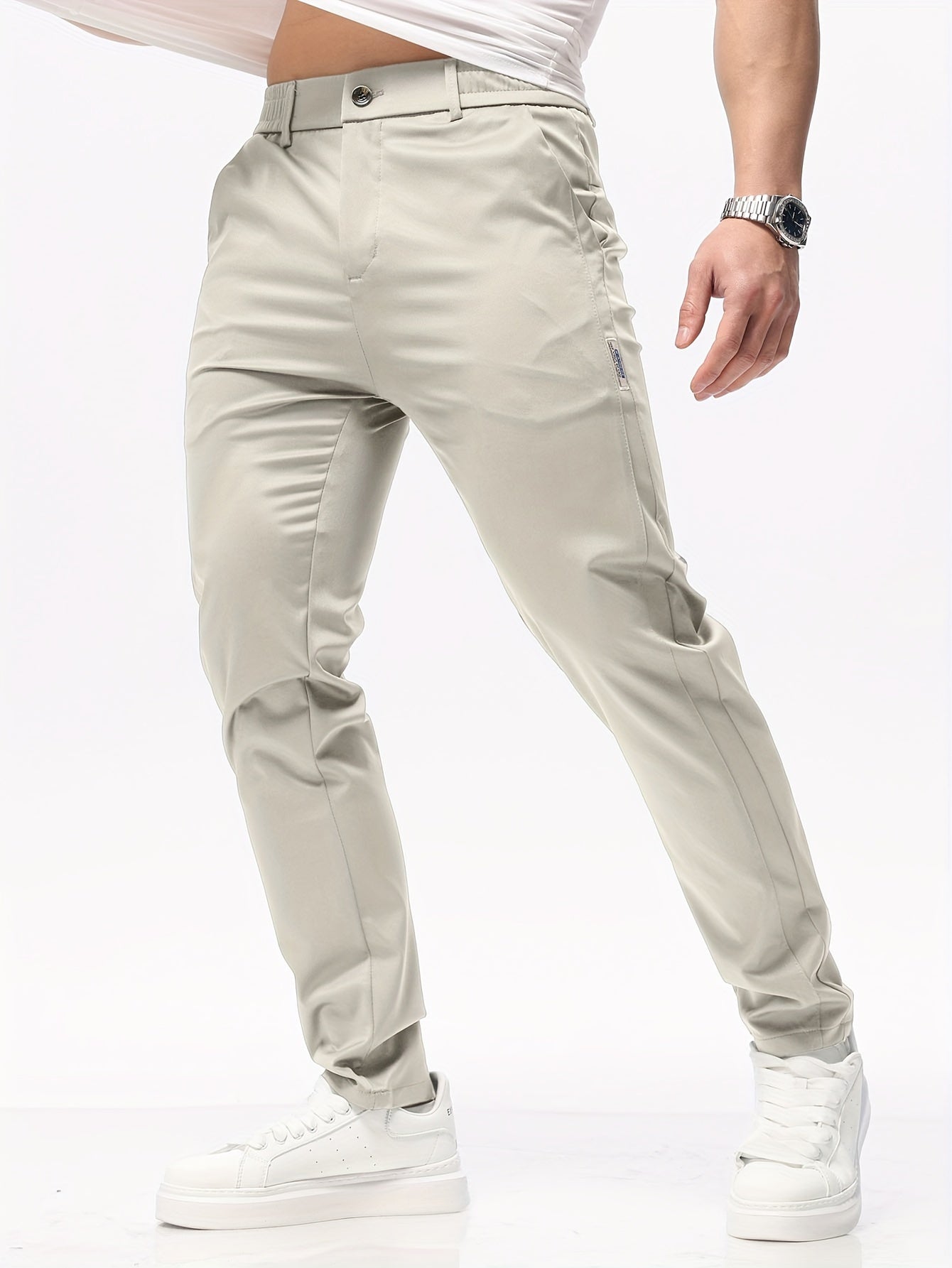 Beige Slim Fit Broek - Lars