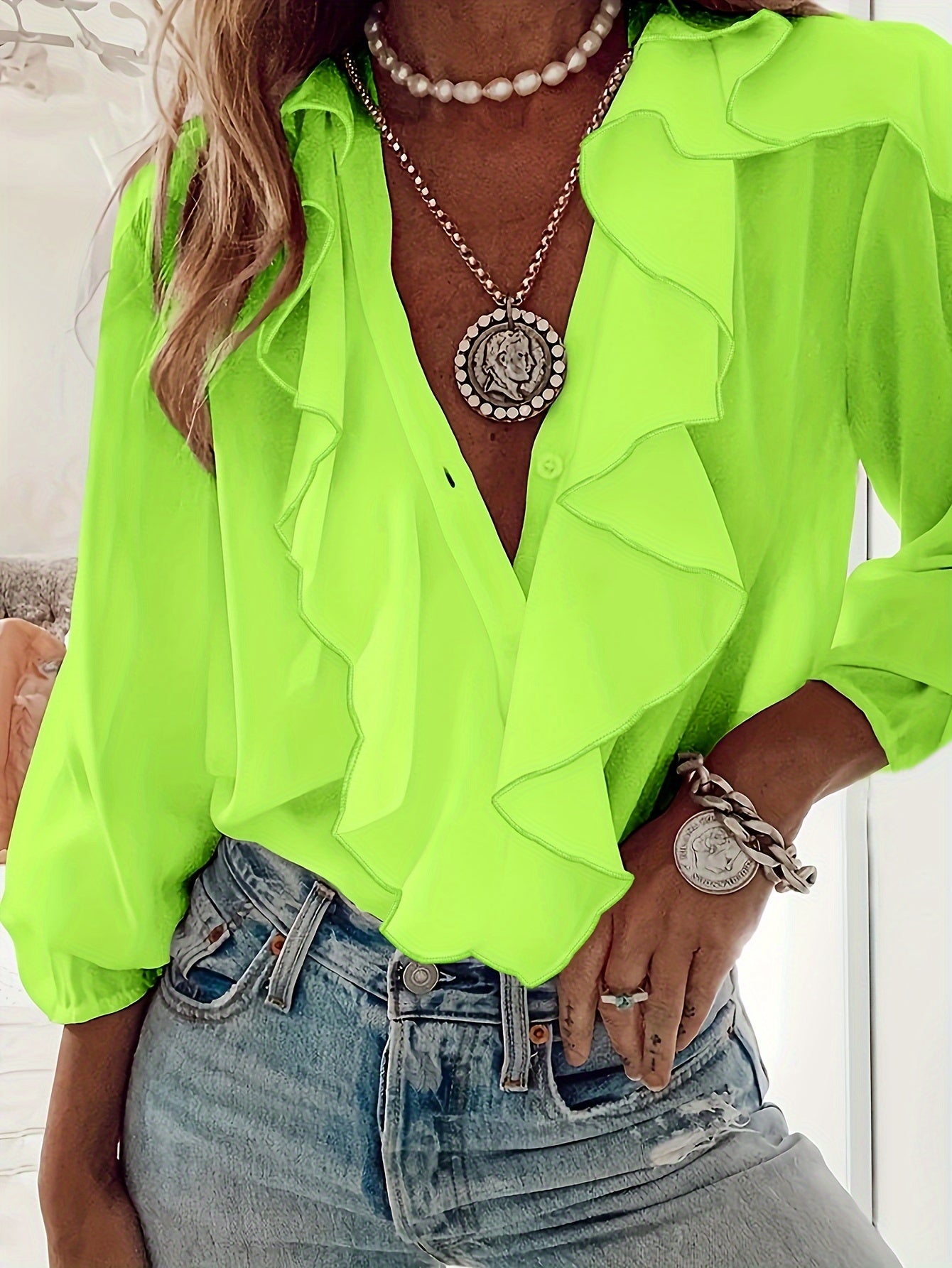 Groene Ruffle Blouse - Iris