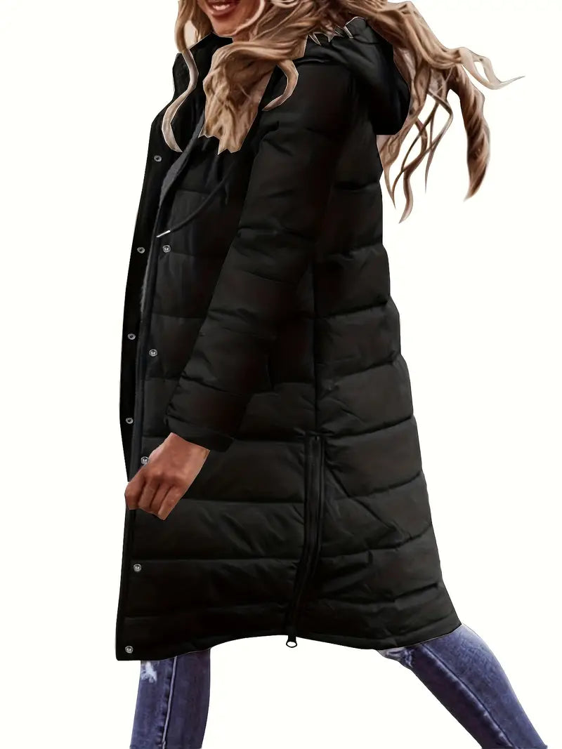 Gezellige Chic: Dames Hooded Puffy Jas - Elegante Warmte voor de Winter