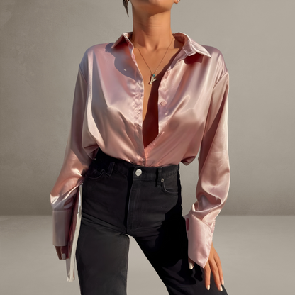 Eliza - Stijlvolle Roze Zijden Blouse