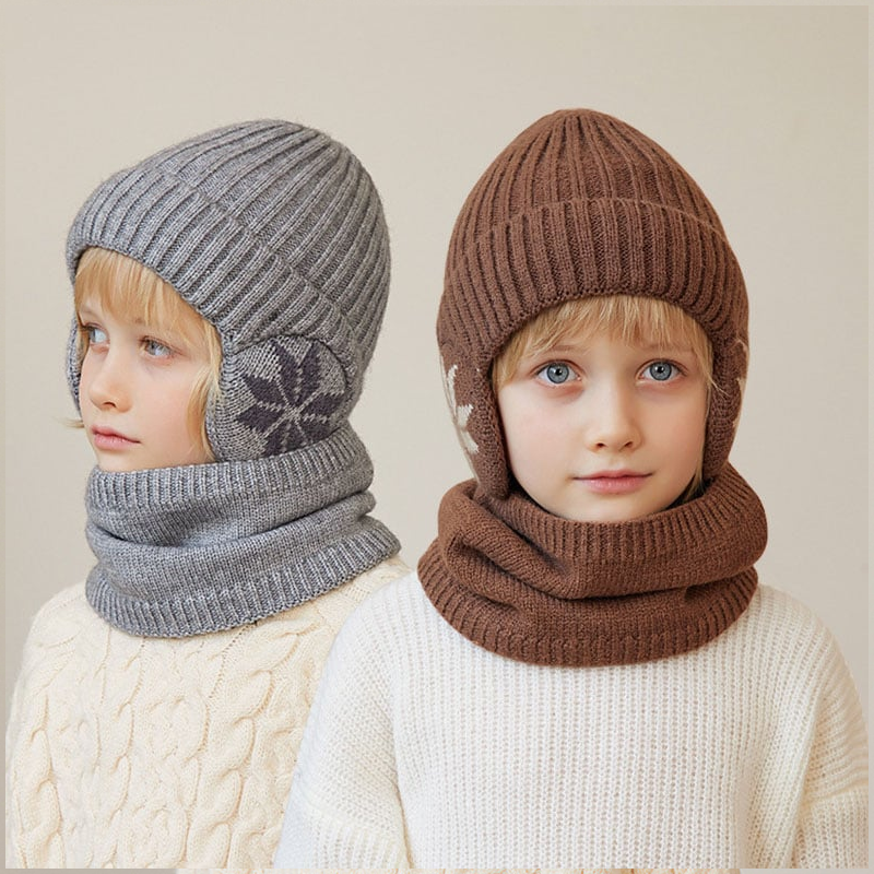 CozyKidz: Luxe Fleece Gevoerde Wintersjaal & Gebreide Muts Set voor Kinderen