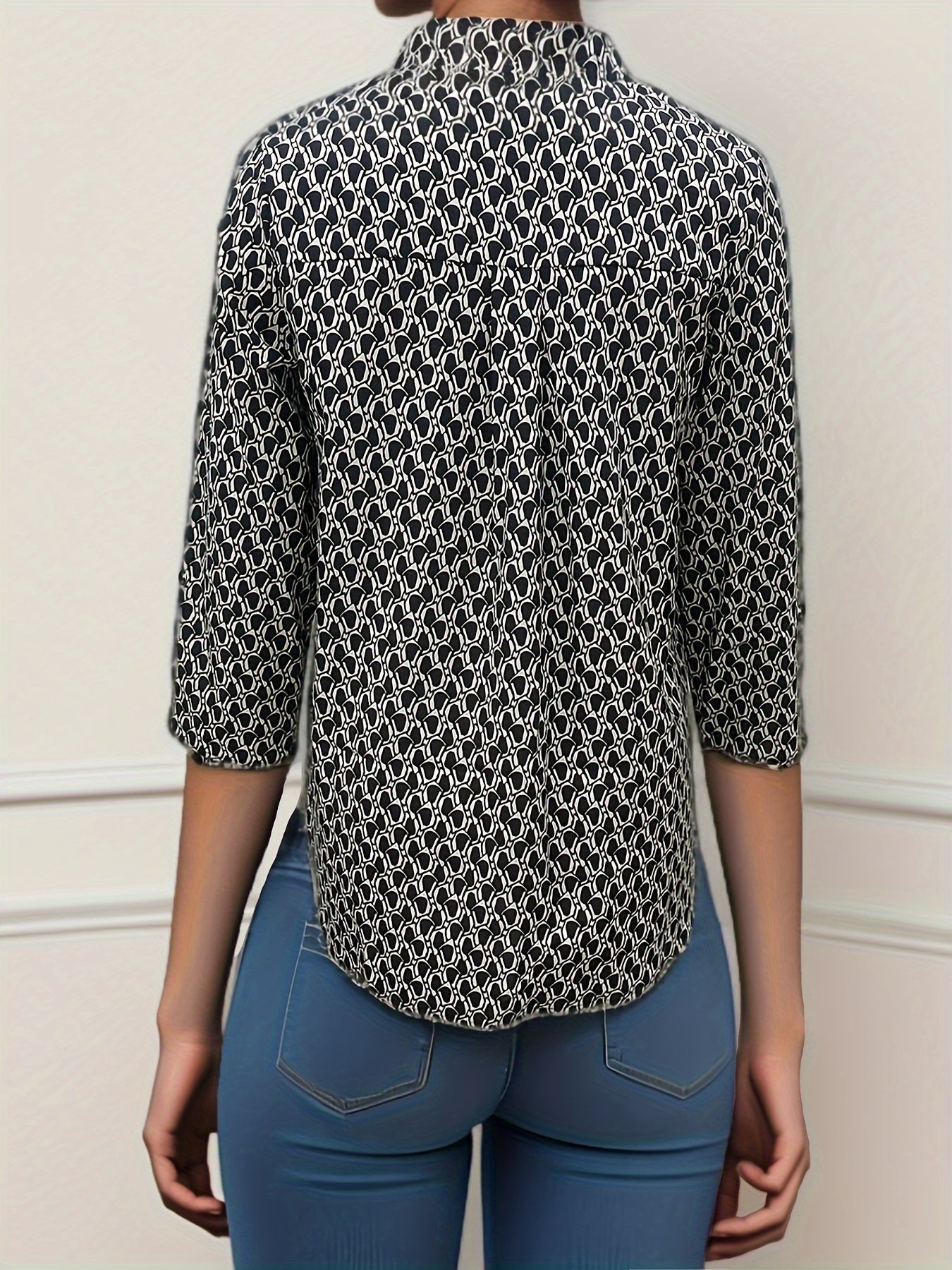 Zwarte Print Blouse - Noor