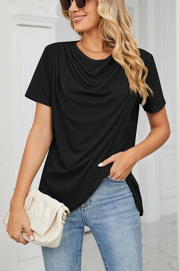 Chique Halswikkel T-shirt – Casual Elegantie