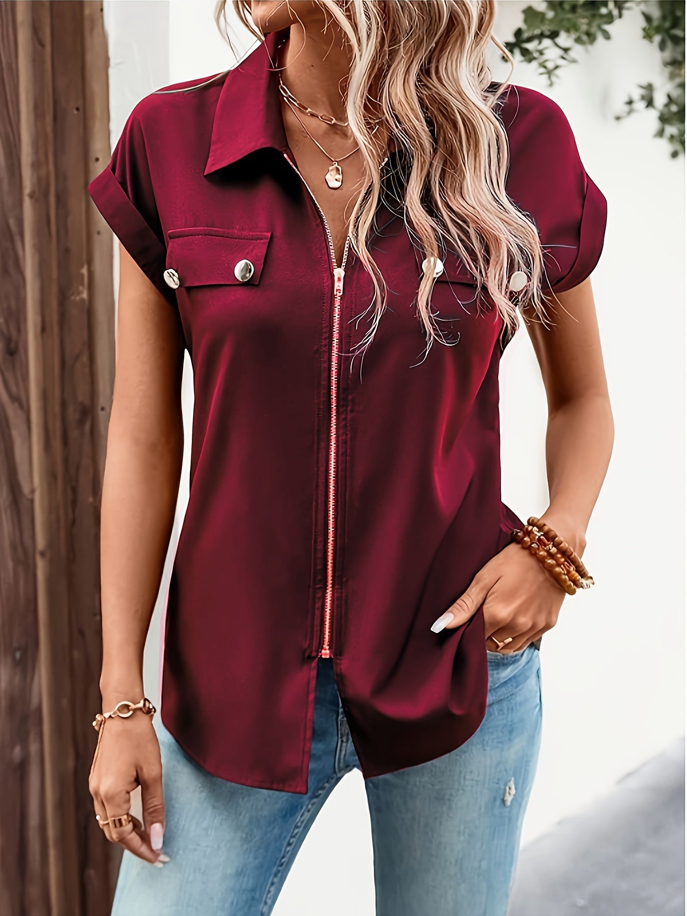 Zwarte Blouse met Rits - Nina