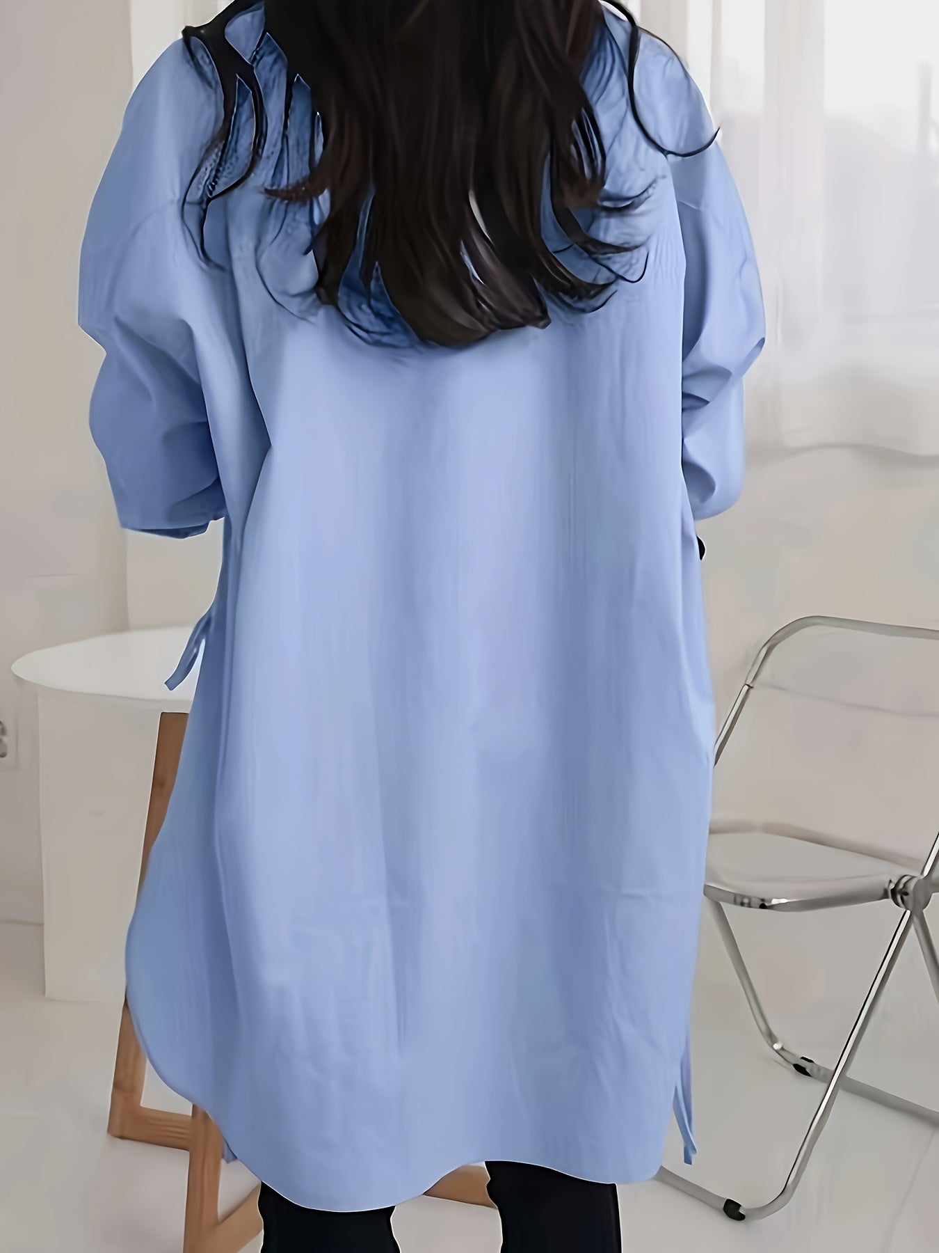 Blauwe Asymmetrische Blouse - Lena