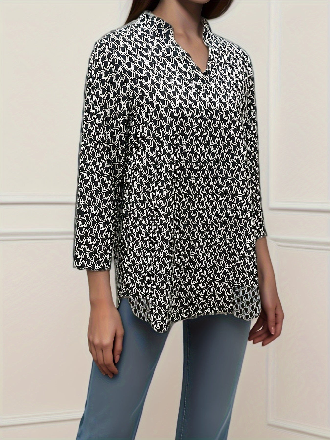 Zwarte Print Blouse - Noor