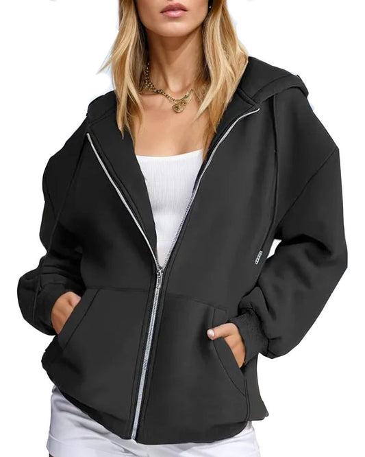 Comfort Chic: Dames Fleece Hoodie - Ruimvallend, Trendy & Warm