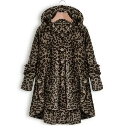 Chique Luipaard Sherpa: Elegante Dames Fleece & Teddy Jas - Winddicht Warmte voor Herfst & Winter