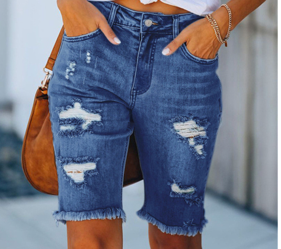 Zwarte Jeans Shorts met Kwastjes voor Dames - Noa