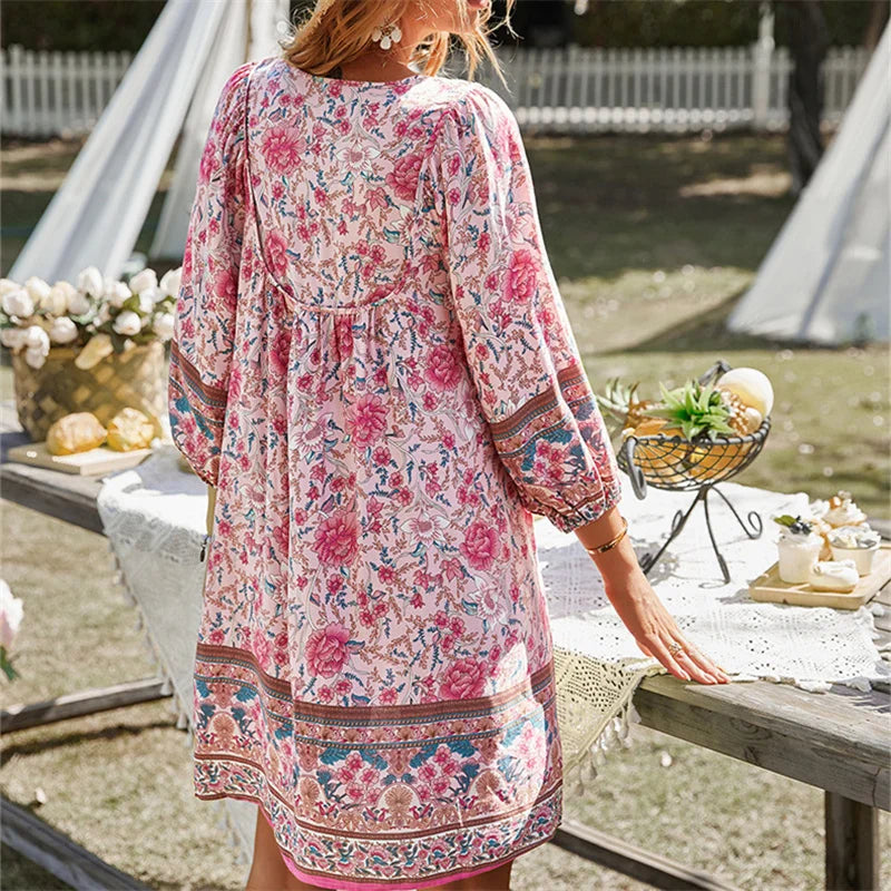 Roze Bohemian Resort Jurk - Adalia