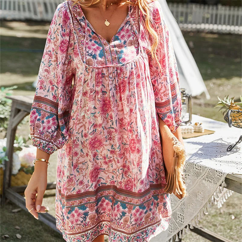 Roze Bohemian Resort Jurk - Adalia