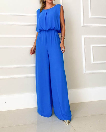 Blauwe Jumpsuit met Elastische Taille - Esmee