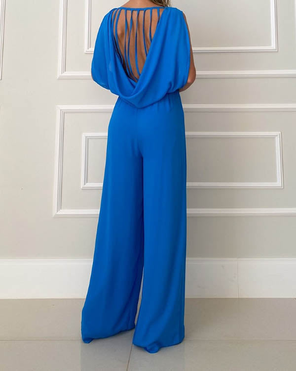 Blauwe Jumpsuit met Elastische Taille - Esmee