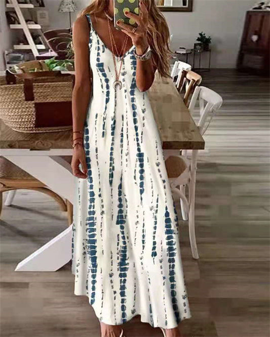 Witte Tie-Dye Maxi Jurk - Liv