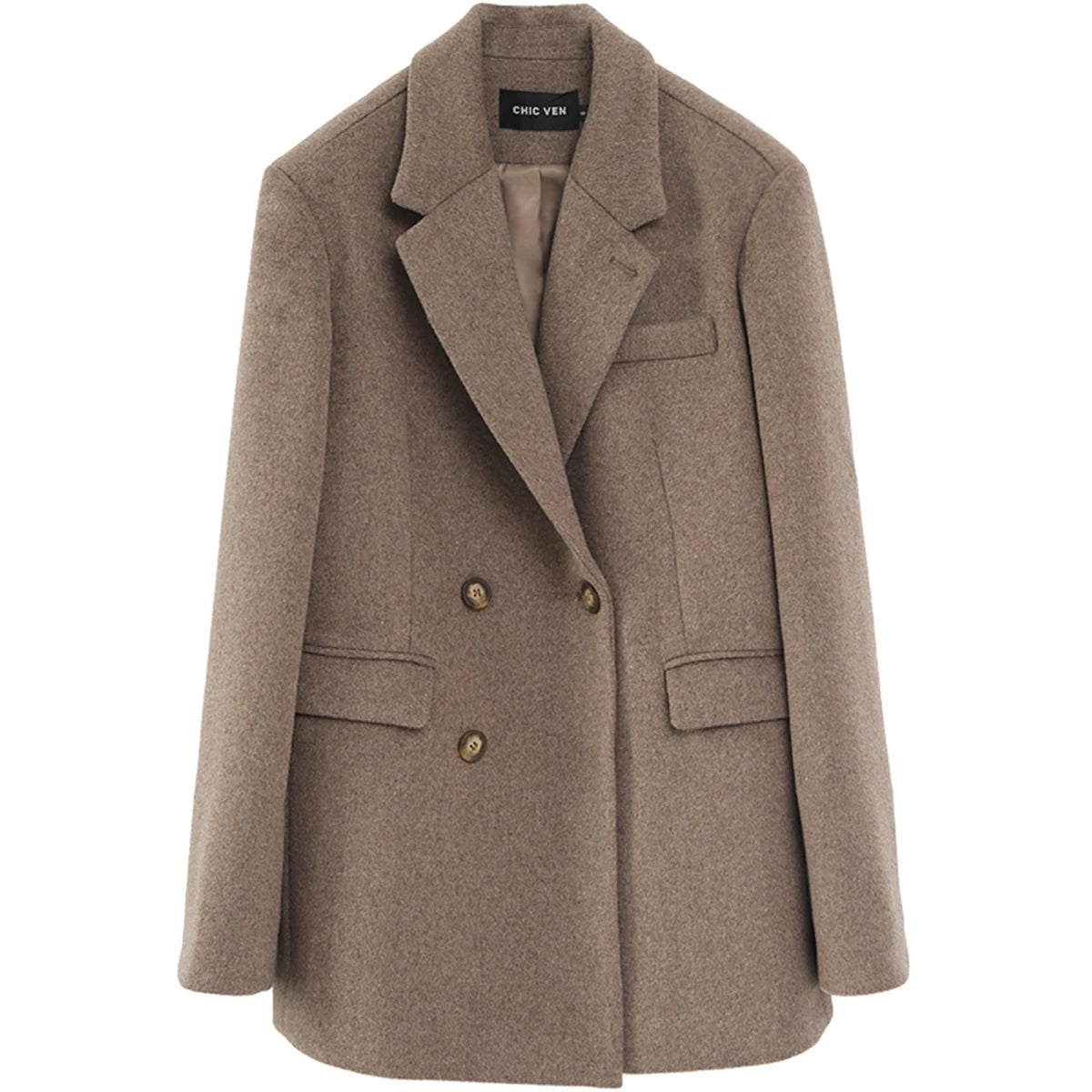 Elegantie: Dames Luxe Wolmix Overjas - Warme, Stijlvolle Winterblazer voor op Kantoor