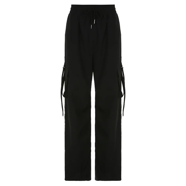 Zwarte Baggy Cargo Broek - Mariel