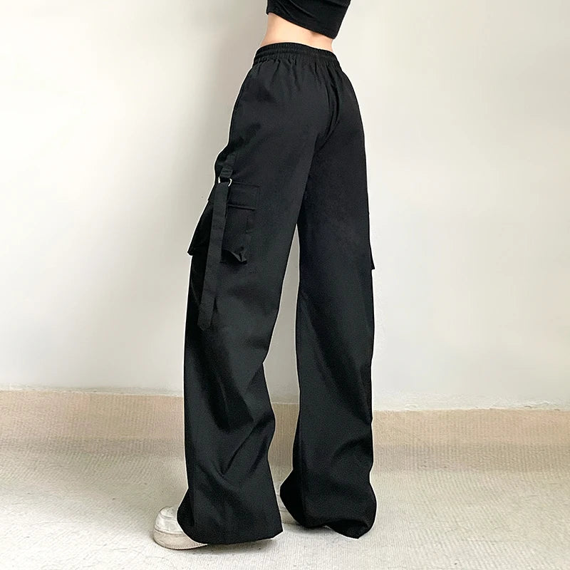 Zwarte Baggy Cargo Broek - Mariel