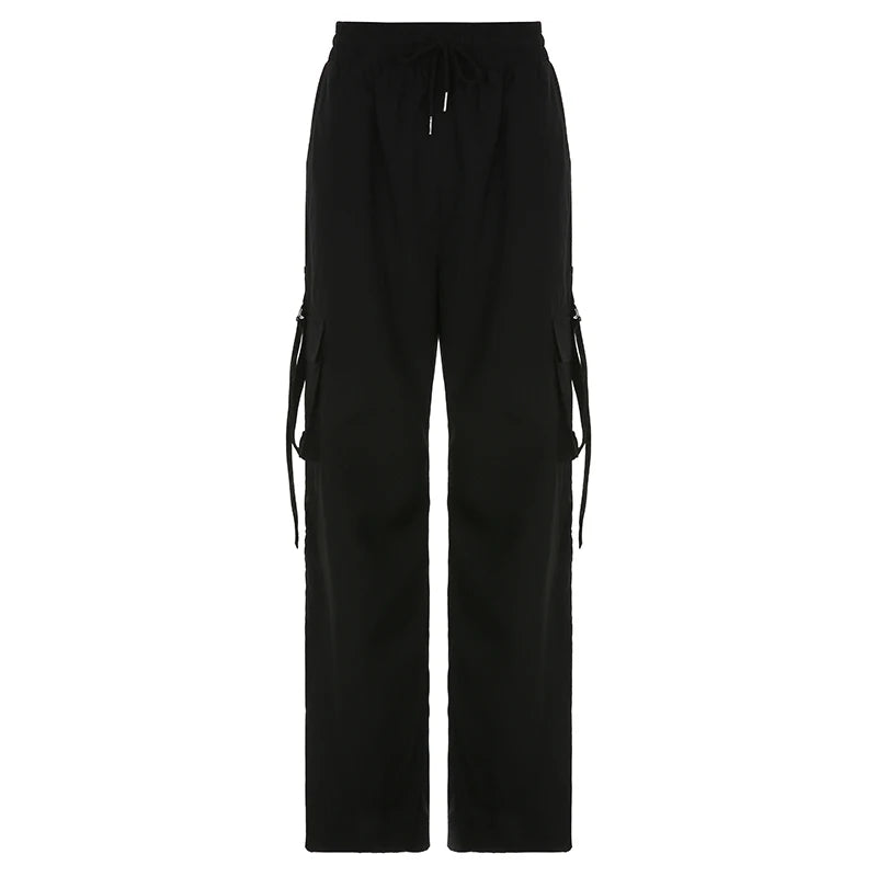 Zwarte Baggy Cargo Broek - Mariel