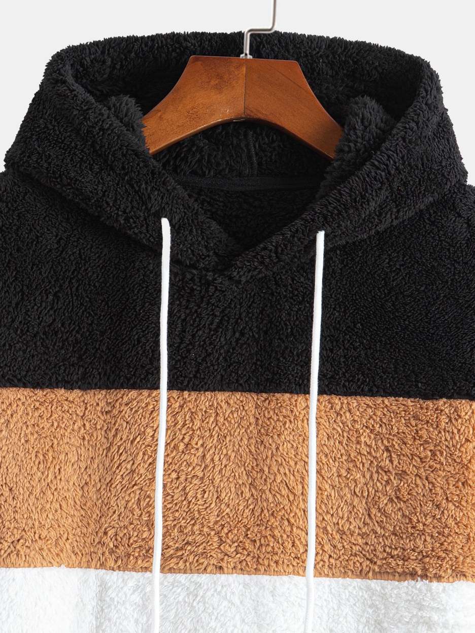 CozyChic Kleurblok Teddy Hoodie: Stijl Ontmoet Comfort!