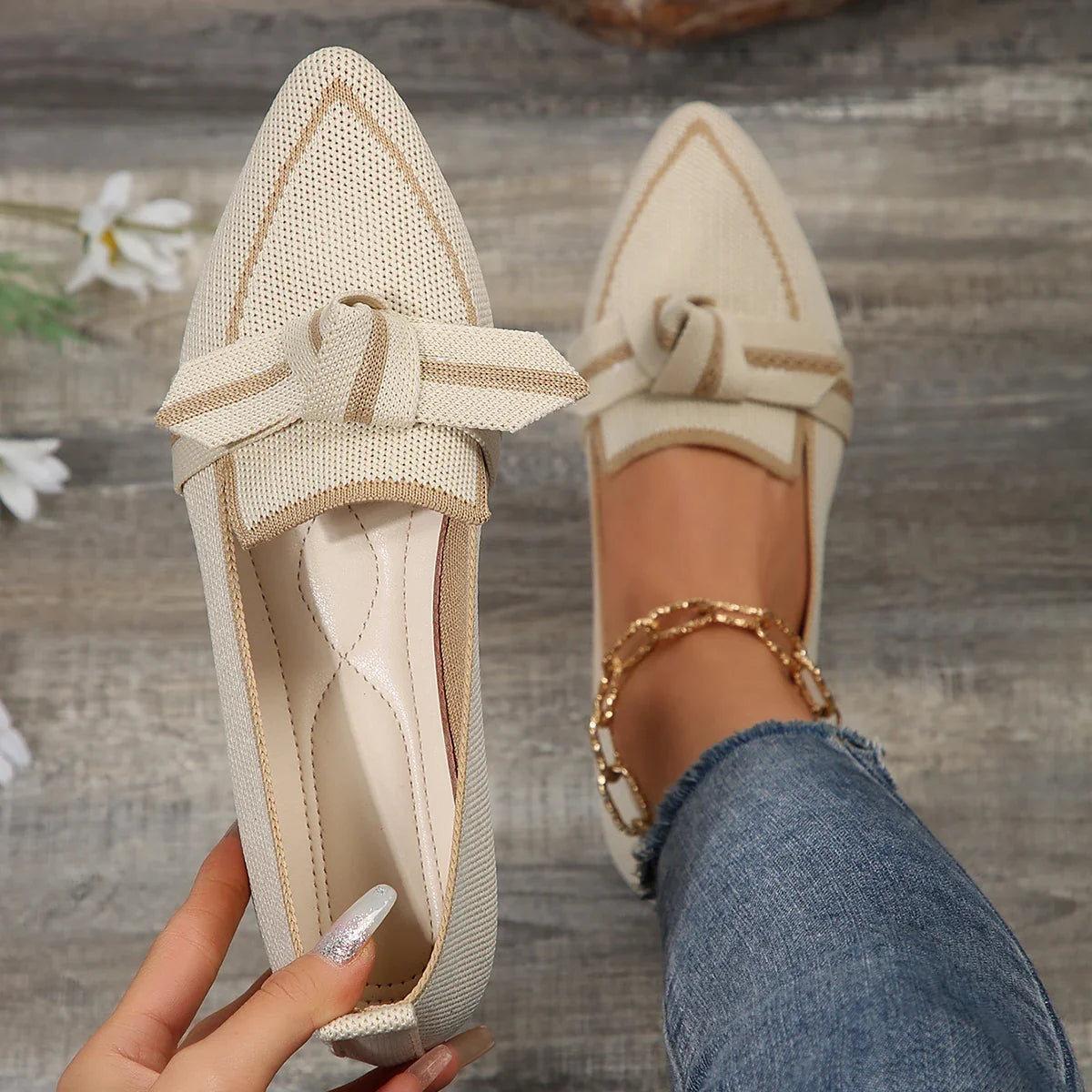 Beige Platte Schoenen - Emma