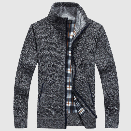 Elegante Plattelandscomfort: Dan Anthony Geruite Cardigan met Rits