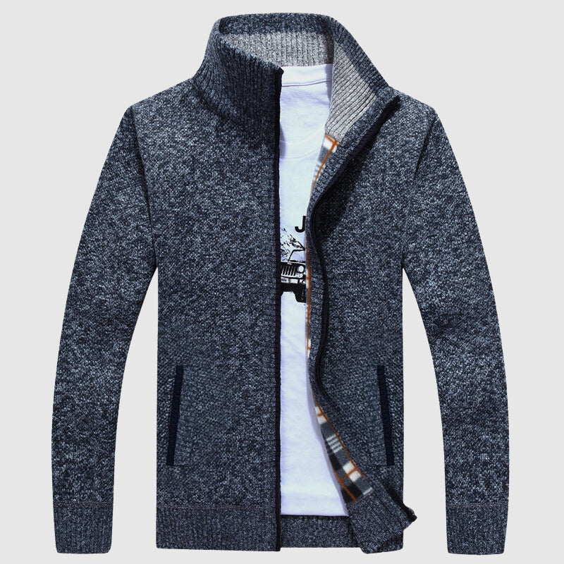 Elegante Plattelandscomfort: Dan Anthony Geruite Cardigan met Rits